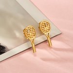 Personalized Tennis Ball Racket Birthstone Bracelet Stud Earrings Necklace Set Dainty Jewelry Creative Birthday Game Day Gift for Tennis Player Women