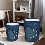 Personalized Birth Flower Waterproof Laundry Basket with Handle and Title Name Birthday Housewarming Gift for Mom Grandma