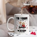 Personalized Cute Cartoon Couple 11 oz 15 oz Ceramic Coffee Mug with Name and Text Bridal Party Anniversary Gift for Couples