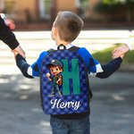 Personalized Cartoon Character Large Kid Backpack with Name  Initial and Side Pockets Back to School Birthday Gift for Boys Girls