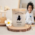 Personalisiertes Fußabdruck Silhouette-Design Kerzenglas mit LED-Kerze Namen Text Datum Geschenk zum Gedenken an Geliebte Menschen