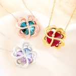 Personalized Four-Leaf Clover Heart-Shaped Gemstone Necklace with Birthstone Christmas Anniversary Birthday Gift for  Mom Girlfriend Wife