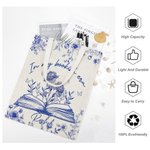 Personalized In My Bookish Era Toile De Jouy Design Birth Flower Canvas Bag with Name Birthday Gift for Reading Lover Bookworm