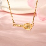 Personalized Tennis Ball Racket Birthstone Bracelet Stud Earrings Necklace Set Dainty Jewelry Creative Birthday Game Day Gift for Tennis Player Women