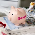 Personalised Multicolour Cute Piggy Bank with Name Home Decor Birthday Christmas Gift for Boys Girls