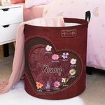 Personalized Birth Flower Waterproof Laundry Basket with Handle and Title Name Birthday Housewarming Gift for Mom Grandma