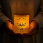 Personalisiertes Fußabdruck Silhouette-Design Kerzenglas mit LED-Kerze Namen Text Datum Geschenk zum Gedenken an Geliebte Menschen