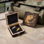 Personalized 2 Pcs Metal Bionic Fishing Lures Wooden Box Set with Engraved Text Birthday Fisherman Gift for Dad Husband
