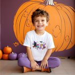 Personalisierte Kürbis Geist 100% Baumwolle Kind T-Shirt mit Namen Halloween Geschenk für Jungen Mädchen