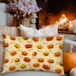 Personligt pumpaansikte mysigt lumbalt kuddöverdrag med namn heminredning Halloween present till familj vänner