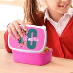 Personlig matlåda i flera färger med namn och initialer Personligt tillbehör till skolan Födelsedagspresent för barn