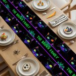 Personalized Jack-O'-Lantern Ghost Spider Web Table Runner with Text Home Decor Halloween Party Gift for Family Friend