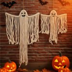 Personlig Spooky Macrame Ghost Cotton Wall Hanging Gothic Home Decor Halloween Present till familj vänner