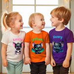 Personalized Cartoon Bat Pumpkin 100% Cotton Baby Bodysuit Kid T-shirt with Name and Text Halloween Gift for Baby Boys Girls