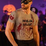 Personalisierte T-Shirt im Halloween-Design mit Kunstblut Namen und Text Halloween Party Bar Geschenk für Herren