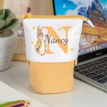 Personalized Peter Rabbit Corduroy Stand-Up Telescopic Pencil Bag with Name and Initial School Stationery Back to School Gift for Kids