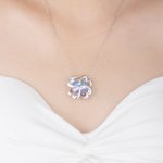 Personalized Four-Leaf Clover Heart-Shaped Gemstone Necklace with Birthstone Christmas Anniversary Birthday Gift for  Mom Girlfriend Wife