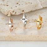 Personalized Shooting Star Huggie Hoop Earrings Dainty Galaxy Jewelry with Engraved Name Celestial Birthday Anniversary Gift for Women