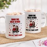 Personalized Cute Cartoon Couple 11 oz 15 oz Ceramic Coffee Mug with Name and Text Bridal Party Anniversary Gift for Couples