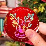 Henkilökohtainen söpö joulu Neon poro vedenpitävä tarroja tarrat nimi lahja sisustus joulu festivaali puolue suosikkeja perheelle ystävät