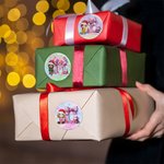 Autocollants personnalisés de Noël avec noeud rose pailleté Initiales et nom Cadeau de Noël pour la famille et les amis