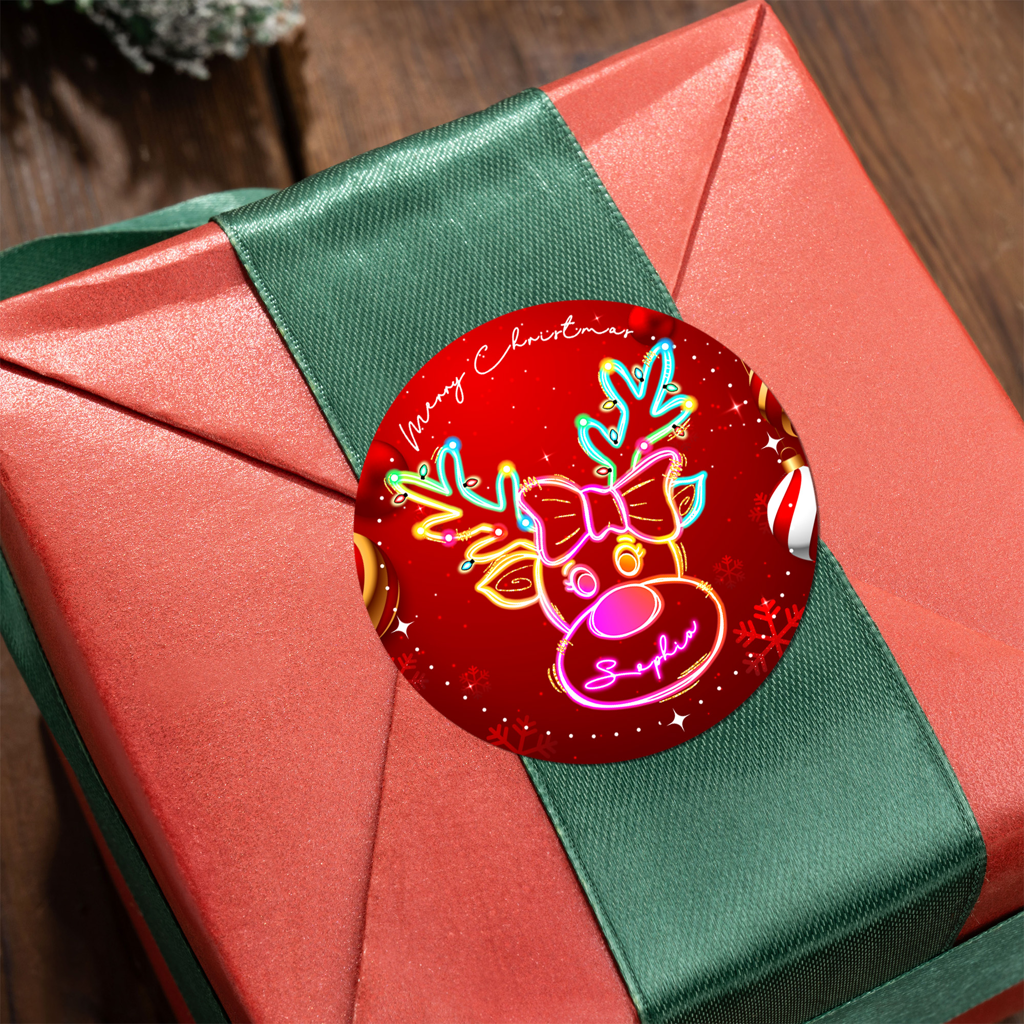 Etiquettes autocollantes de Noël avec nom Décoration de Noël Fête Favori pour la famille et les amis