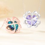 Personalized Four-Leaf Clover Heart-Shaped Gemstone Necklace with Birthstone Christmas Anniversary Birthday Gift for  Mom Girlfriend Wife