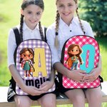 Personalized Cartoon Character Large Kid Backpack with Name  Initial and Side Pockets Back to School Birthday Gift for Boys Girls