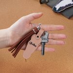 Personalized Cute Horse Face Photo PU Leather Keychain with Name and Tassel Bag Accessories Equestrian Anniversary Birthday Gift for Horse Lovers