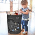 Personalized Birth Flower Waterproof Laundry Basket with Handle and Title Name Birthday Housewarming Gift for Mom Grandma