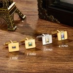 Personalized 1-4 Birthstones Set of 2 Rectangular Cufflinks Dainty Clothing Accessories Birthday Anniversary Christmas Gift for Father Family