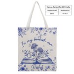 Personalized In My Bookish Era Toile De Jouy Design Birth Flower Canvas Bag with Name Birthday Gift for Reading Lover Bookworm