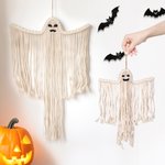 Personlig Spooky Macrame Ghost Cotton Wall Hanging Gothic Home Decor Halloween Present till familj vänner