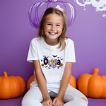 Personalisierte Kürbis Geist 100% Baumwolle Kind T-Shirt mit Namen Halloween Geschenk für Jungen Mädchen