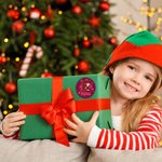 Henkilökohtainen Cartoon Santa Claus Initial vedenpitävä tarroja nimi lahja sisustus joulujuhla suosikki ystävien perheelle