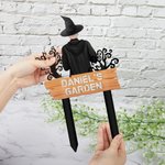 Personalized Character Halloween Theme Garden Sign with Text Outdoor Garden Decor Happy Halloween Gift for Family Friend