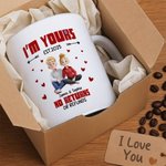 Personalized Cute Cartoon Couple 11 oz 15 oz Ceramic Coffee Mug with Name and Text Bridal Party Anniversary Gift for Couples