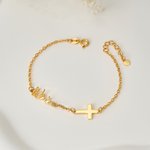 Henkilökohtainen Minimalistinen Cross Rannekoru nimi Syntymäpäivä Ristiäiset Kaste lahja naisille