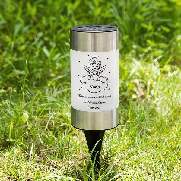Personalisiertes Sternenkind Solar Grablicht Gartenlicht mit Namen Text Datum Grabschmuck Gartendeko Erinnerungsgeschenk für Eltern von Sternenkindern