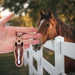 Personalized Cute Horse Face Photo PU Leather Keychain with Name and Tassel Bag Accessories Equestrian Anniversary Birthday Gift for Horse Lovers