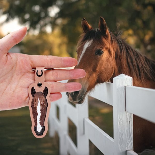 Personalized Cute Horse Face Photo PU Leather Keychain with Name and Tassel Bag Accessories Equestrian Anniversary Birthday Gift for Horse Lovers