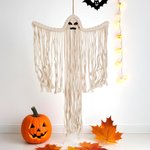 Personlig Spooky Macrame Ghost Cotton Wall Hanging Gothic Home Decor Halloween Present till familj vänner