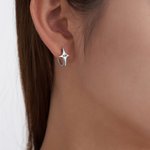Personalized Shooting Star Huggie Hoop Earrings Dainty Galaxy Jewelry with Engraved Name Celestial Birthday Anniversary Gift for Women