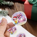 Autocollants personnalisés de Noël avec noeud rose pailleté Initiales et nom Cadeau de Noël pour la famille et les amis