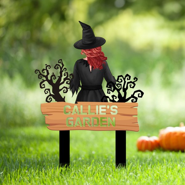Personalised Character Halloween Theme Garden Sign with Text Outdoor Garden Decor Happy Halloween Gift for Family Friend