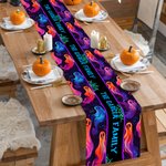 Personalized Jack-O'-Lantern Ghost Spider Web Table Runner with Text Home Decor Halloween Party Gift for Family Friend