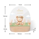 Veilleuse LED Personnalisée avec Motif d'Animal Mignon et Nom Socle en Bois Décoration de Chambre d'Enfant Cadeau d'Anniversaire pour Filles Garçons