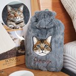 Personalised Embroidered Name Pet Face Photo Plush Hot Water Bottle Winter Essential Birthday Christmas Gift for Pet Lover Owner