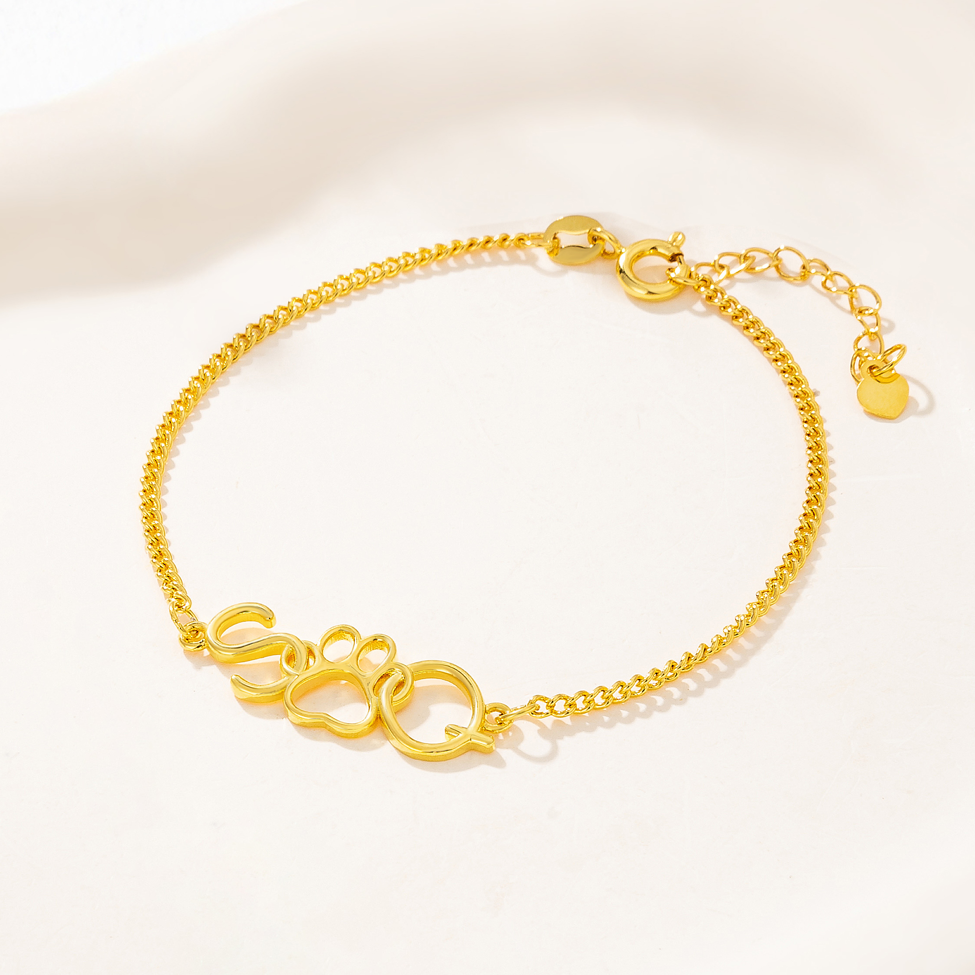 Bracelet de Deuil Animal | Pendentif Patte & Cœur Personnalisé - Callie FR