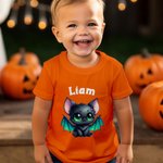 Personalized Cartoon Bat Pumpkin 100% Cotton Baby Bodysuit Kid T-shirt with Name and Text Halloween Gift for Baby Boys Girls